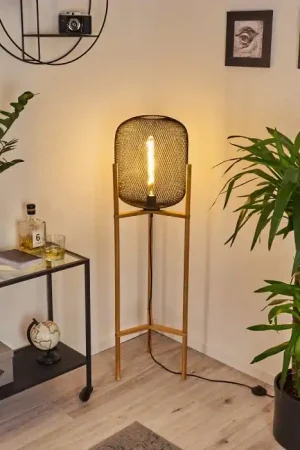 Aanbieding Ateponta Staande lamp Hout licht, Zwart, 1-licht
