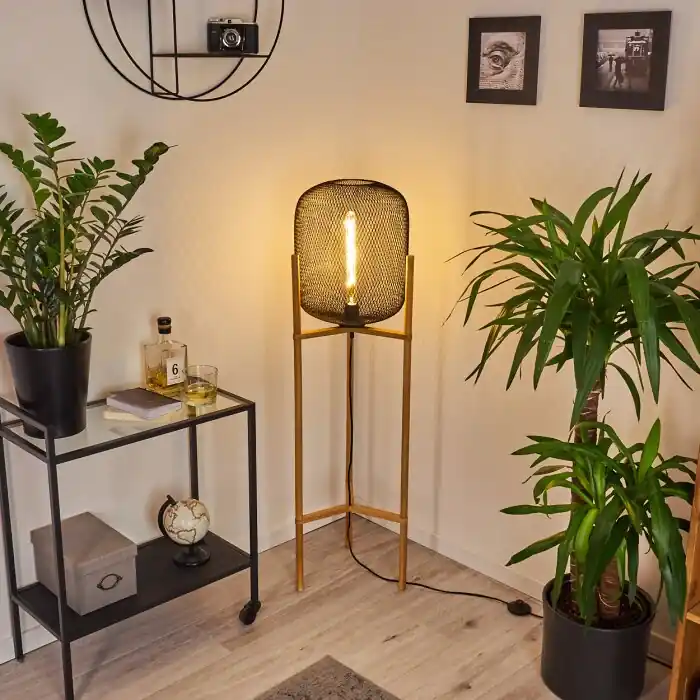Aanbieding Ateponta Staande lamp Hout licht, Zwart, 1-licht