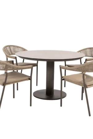 Alleen Vandaag Sarah Ø120 cm met 4x Sienna dining stoel terre