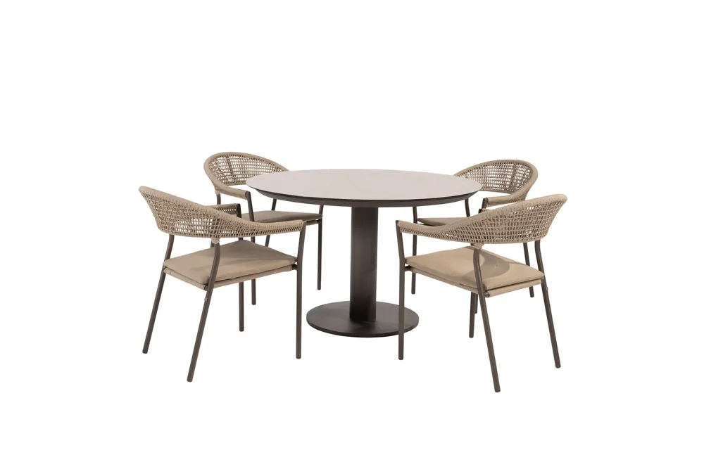 Alleen Vandaag Sarah Ø120 cm met 4x Sienna dining stoel terre