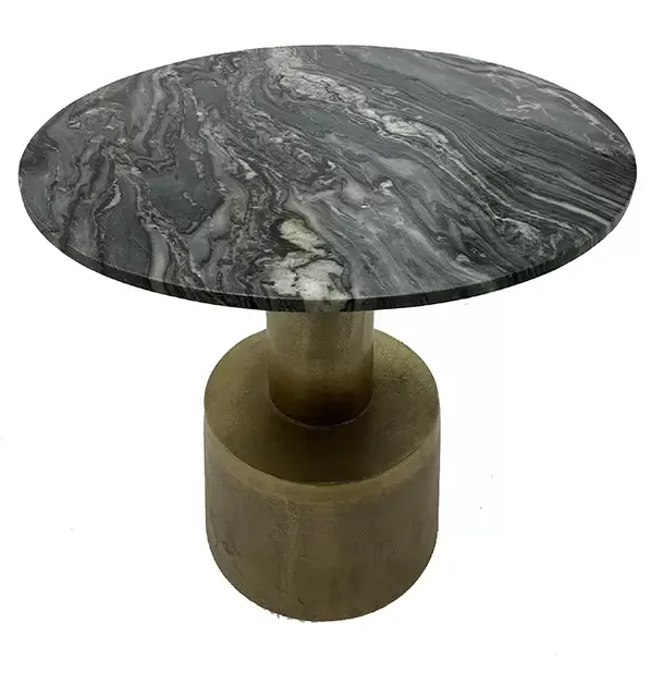 Uitverkoop salontafel rond marmer antique goud alu 60x60x58cm