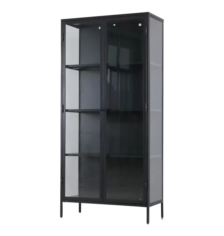 Must-Have Hoge Stalen Kast met Tempered Glas Zwart van Moods
