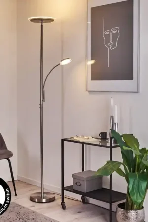 Wonsbek Staande lamp LED Nikkel mat, 2-lichts Rechtstreeks Van De Fabrikant