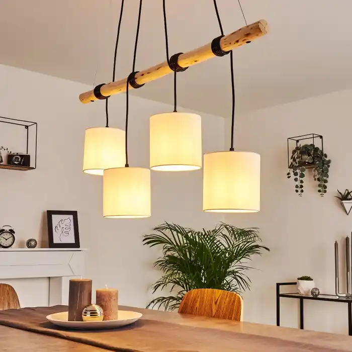 Betsele Hanglamp Hout licht, Zwart, 4-lichts Tijdelijk Beschikbaar