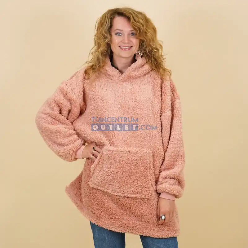 Rechtstreeks Van De Fabrikant Oversized Teddy Hoodie Old Pink Roze Unique Living