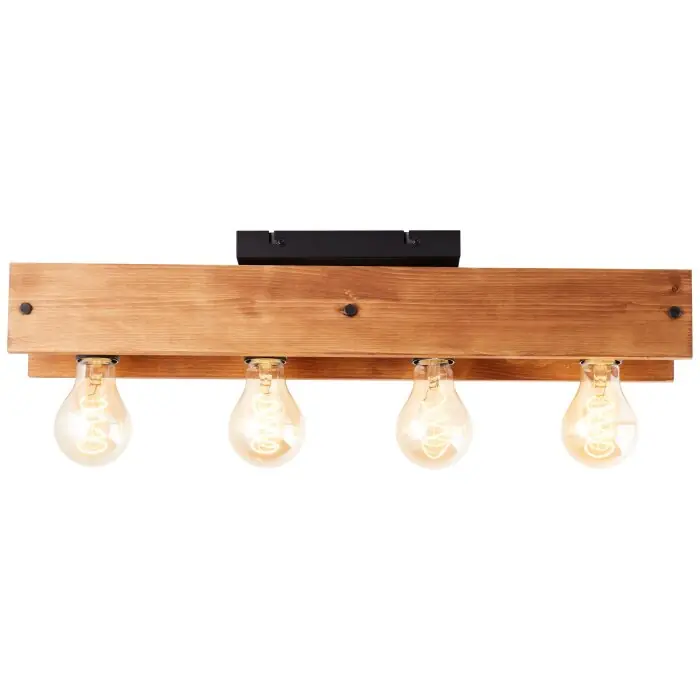 Brilliant Calandra Plafondlamp Hout licht, Zwart, 4-lichts Finale Uitverkoop