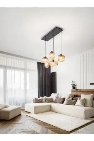 Bestel Nu Fabas Luce Gillis Hanglamp Zwart, 5-lichts