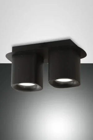 Beste Prijs Fabas Luce Smooth Spot Zwart, 2-lichts