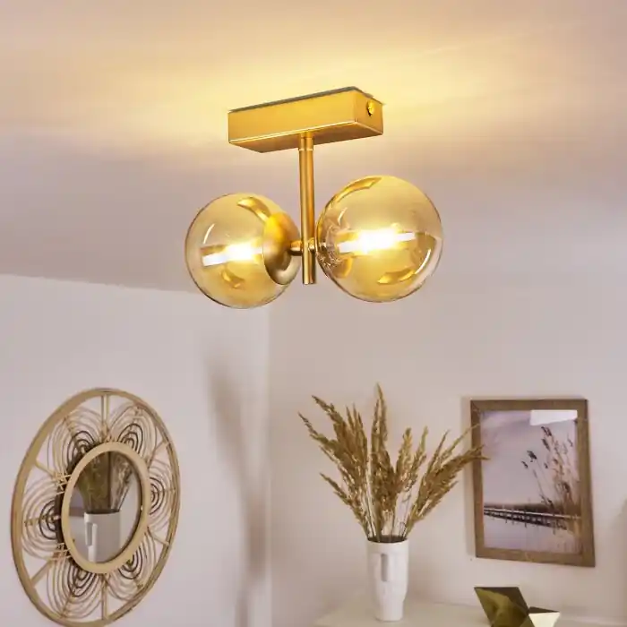 Alden Plafondlamp Messing, 2-lichts Beperkte Voorraad