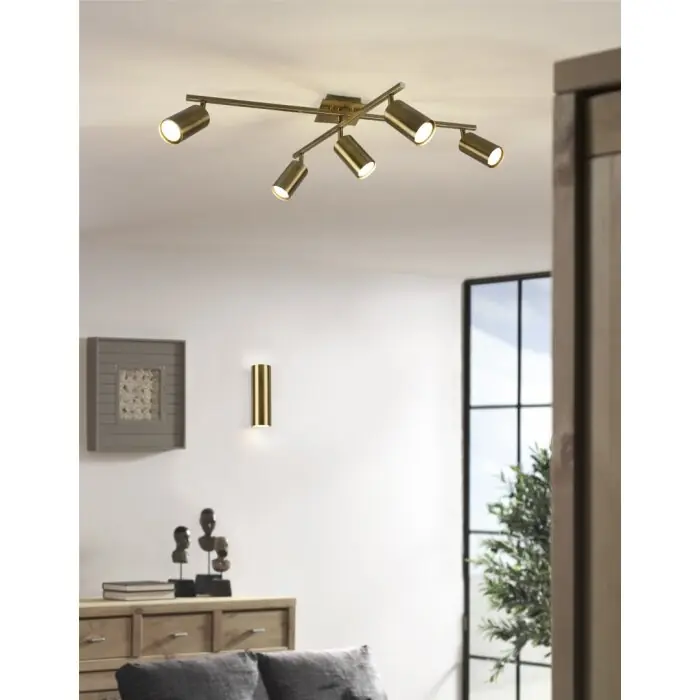 Trio MARLEY Plafondlamp Oud messing, 5-lichts Seizoensaanbieding