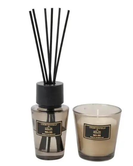 Cadeauset Geurstokje en Geurkaars vk No.55 antraciet Direct Beschikbaar