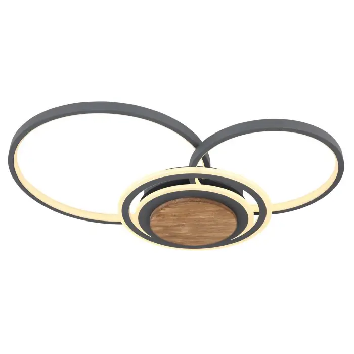 Globo NIRRA Plafondlamp LED Hout donker, Zwart, 1-licht Fabrieksprijs