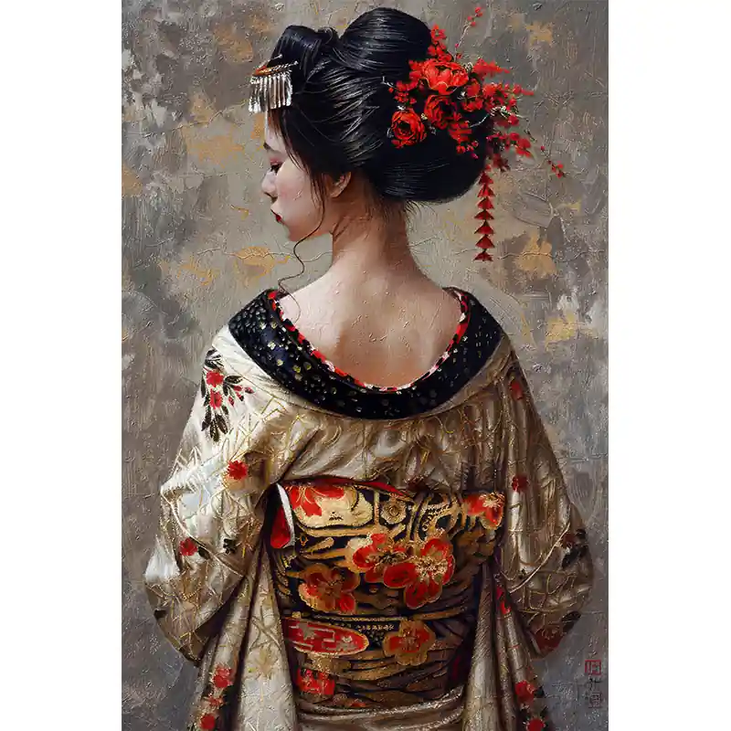 Beperkte Voorraad Vrouw in kimono schilderij