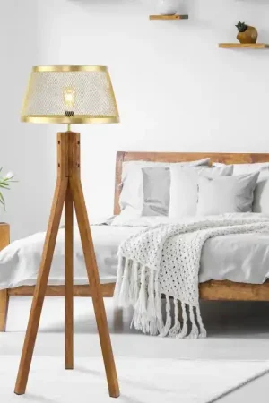 Betrouwbaar Leuchten-Direkt FREDERIK Staande lamp Hout donker, 1-licht