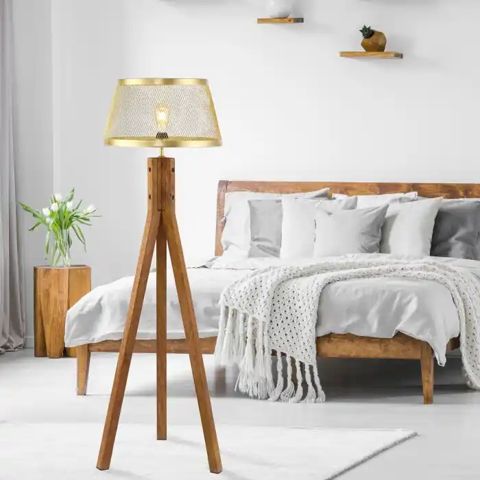 Betrouwbaar Leuchten-Direkt FREDERIK Staande lamp Hout donker, 1-licht