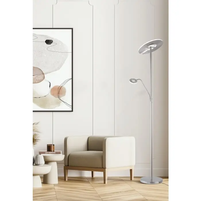 Aanbieding Fischer-Honsel Dent Staande lamp LED Nikkel mat, 1-licht