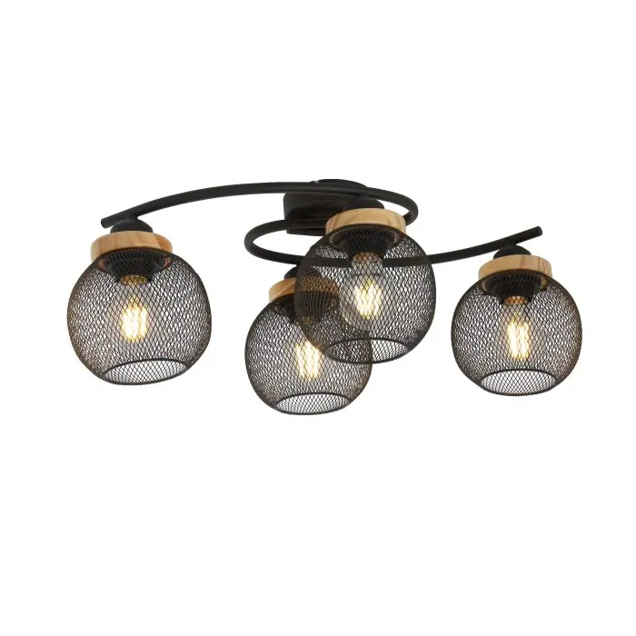 Globo PABLO Plafondlamp Zwart, 4-lichts Premium