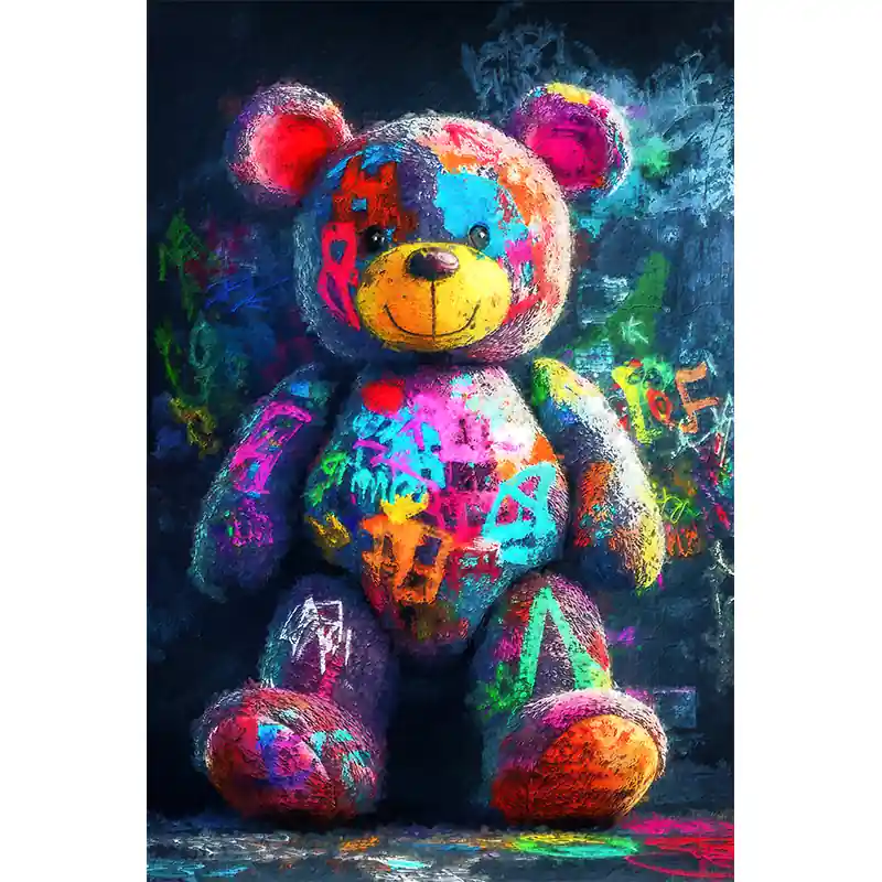 Teddybeer art schilderij Flitsaanbieding