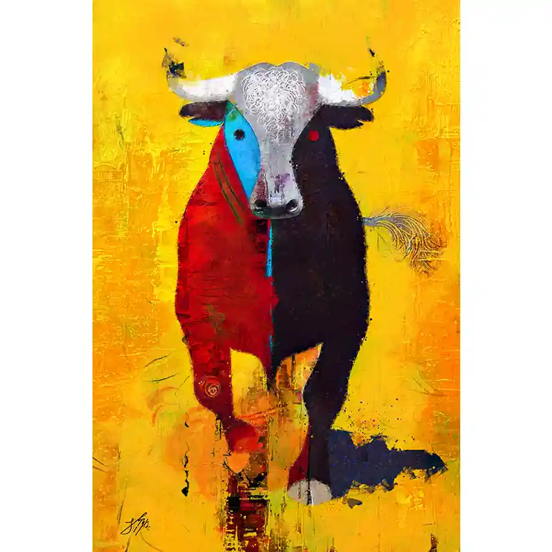 Korting Stier kleurrijk