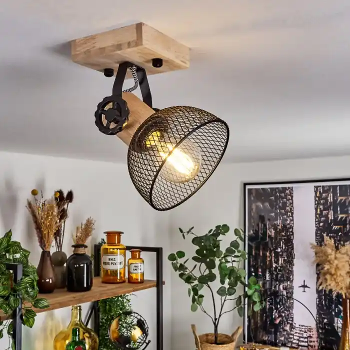 Korting Orny Plafondlamp Natuurlijke kleuren, Zwart, 1-licht