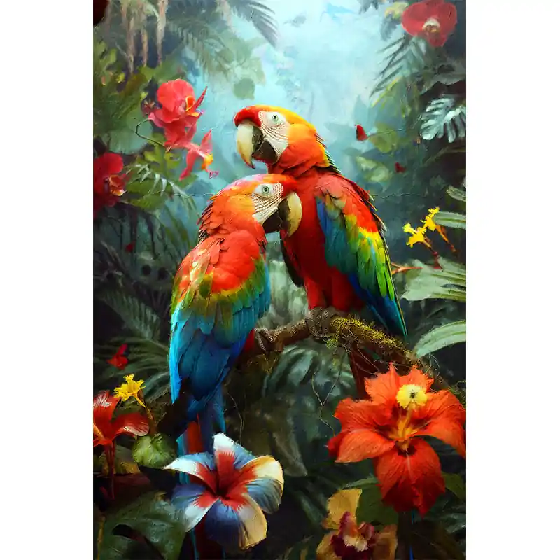 Premium Schilderij twee papegaaien
