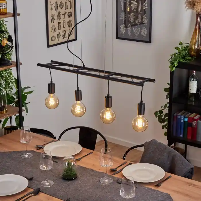 Direct Beschikbaar Susillon Hanglamp Zwart, 4-lichts