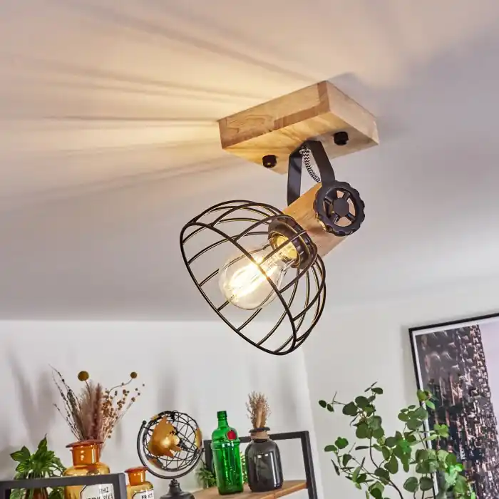 Orny Plafondlamp Natuurlijke kleuren, Zwart, 1-licht Beperkte Voorraad