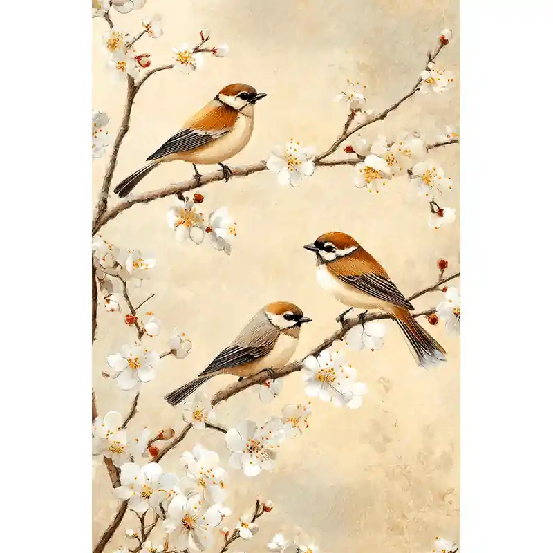 Fabrieksprijs Vogels op tak schilderij I