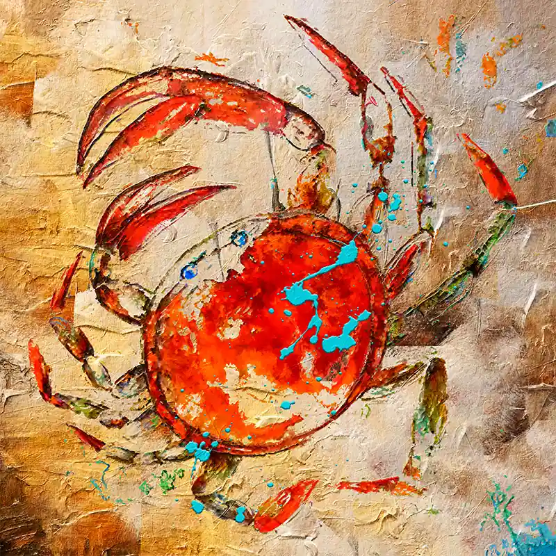 Crab abstract schilderij Gratis Retour