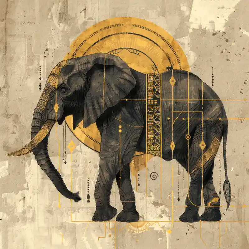 Olifant in sepia Art Premium