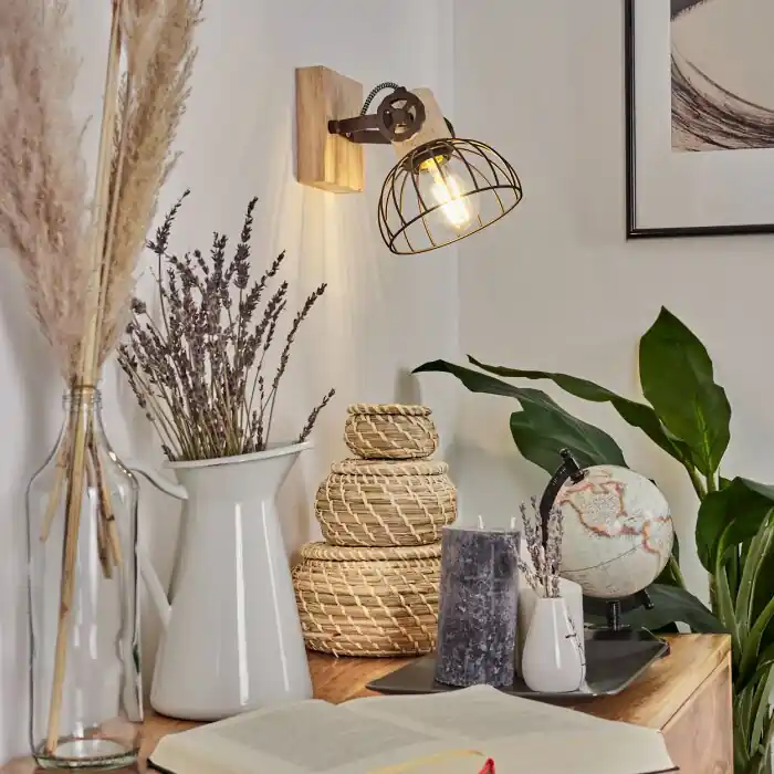 Orny Muurlamp Bruin, Natuurlijke kleuren, 1-licht Speciale Aanbieding