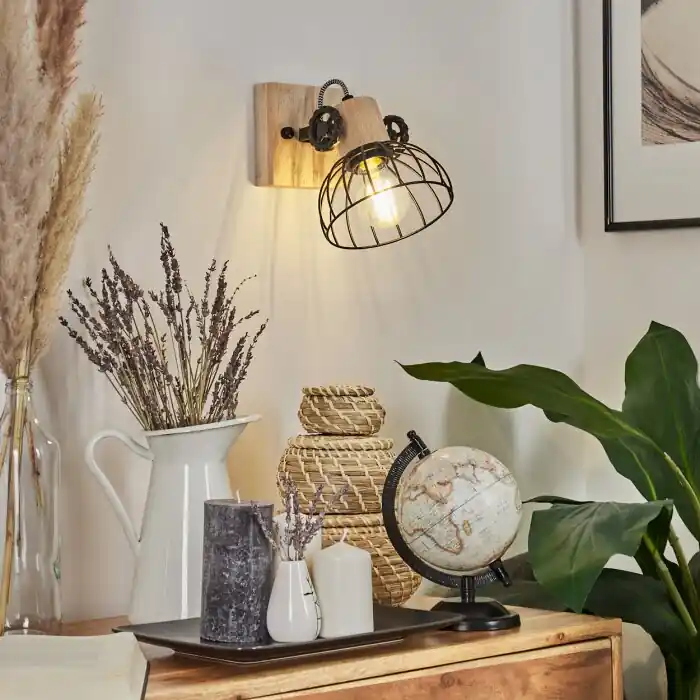 Veilige Betaling Orny Muurlamp Natuurlijke kleuren, Zwart, 1-licht