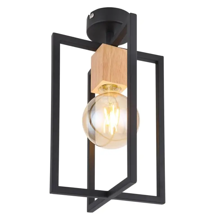 Finale Uitverkoop Globo MARCELLUS Plafondlamp Hout licht, Zwart, 1-licht