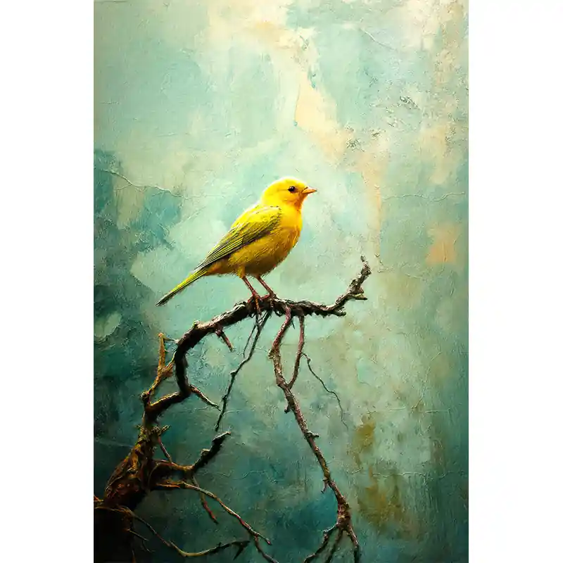 Gele vogel schilderij Express Levering