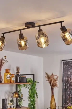Wigan Plafondlamp Zwart, 4-lichts Koop Online