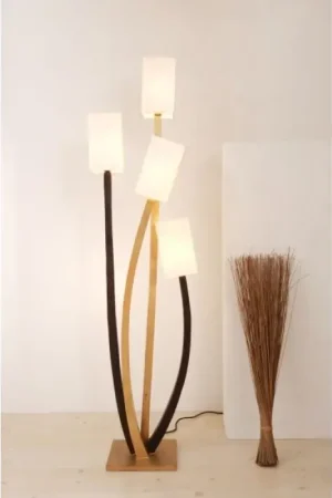 Korting Holländer QUADRANGOLARE Staande lamp Bruin, Goud, Wit, 4-lichts