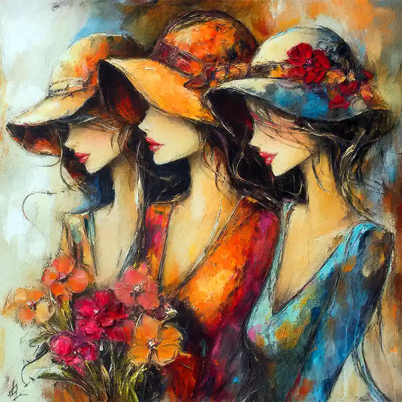 Betaalbaar Drie vrouwen schilderij I