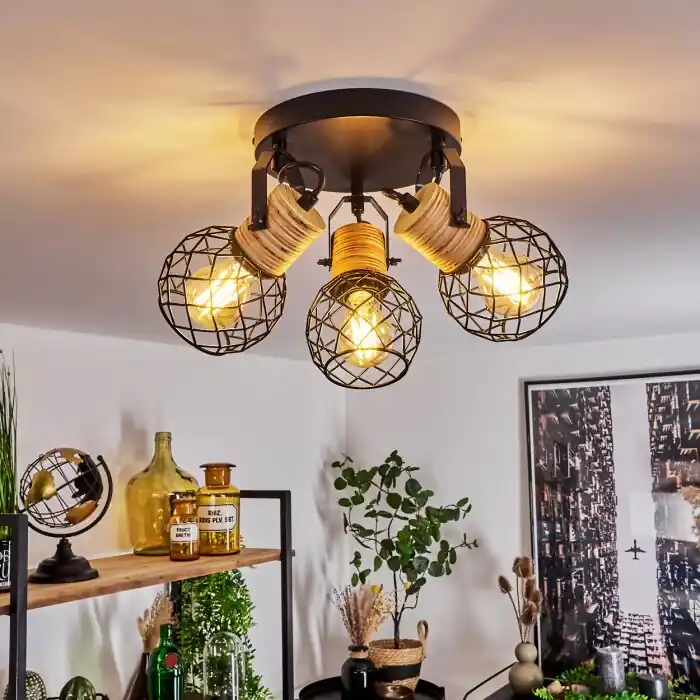 Superprijs Bridgeport Plafondlamp Zwart, 3-lichts