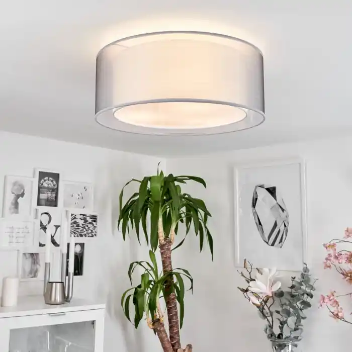 Weekendaanbieding Tallaboa Plafondlamp Nikkel mat, Wit, 3-lichts