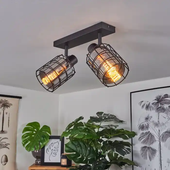 Korting Lungernsee Plafondlamp Zwart, 2-lichts