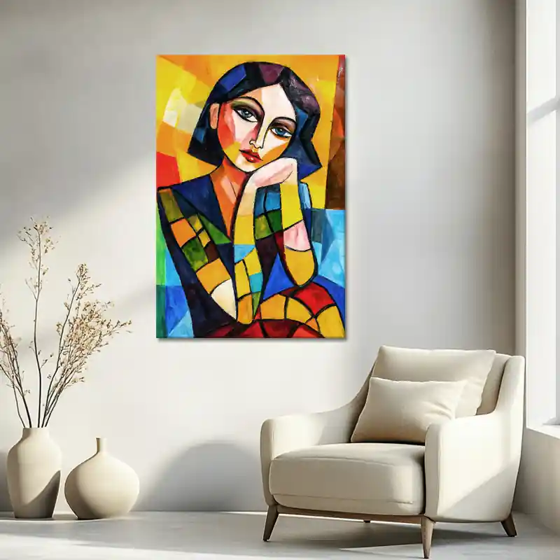 Beperkte Voorraad Kubisme portret schilderij
