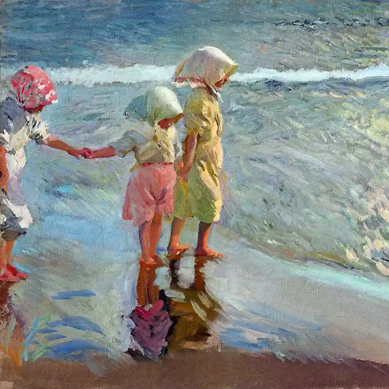 The Three Sisters on the Beach - Joaquin Sorolla Actieprijs