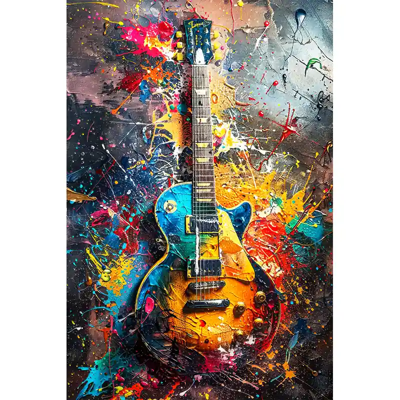 Gekleurde Gitaar schilderij Koopje