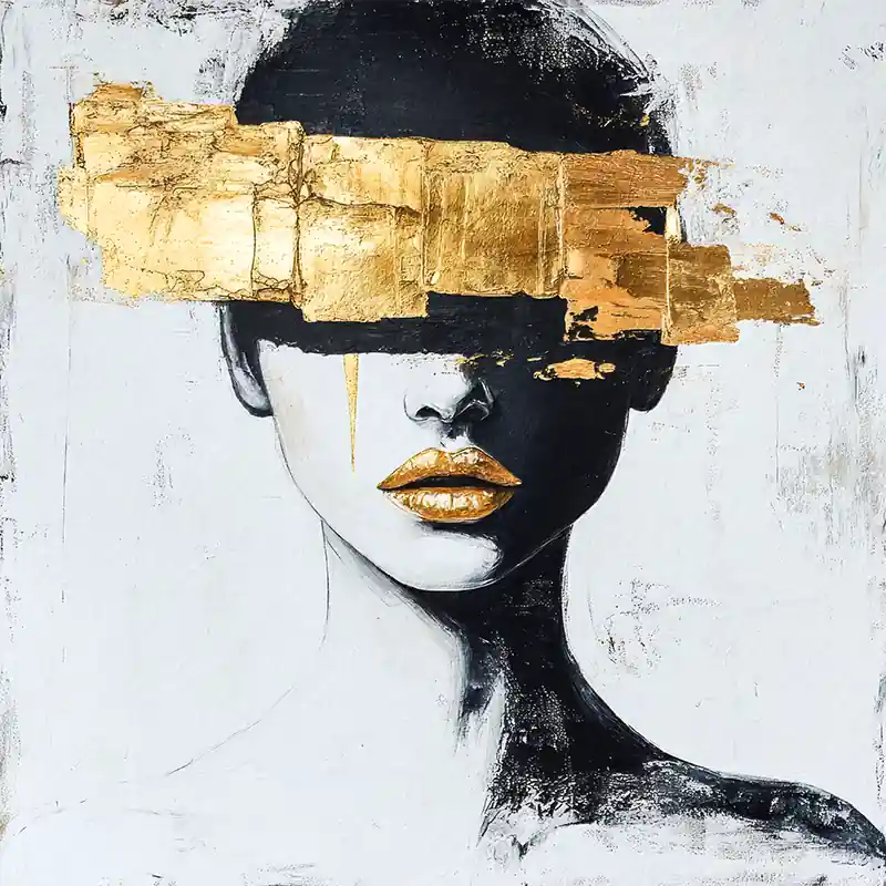 Vrouw met abstract goud Weekendaanbieding