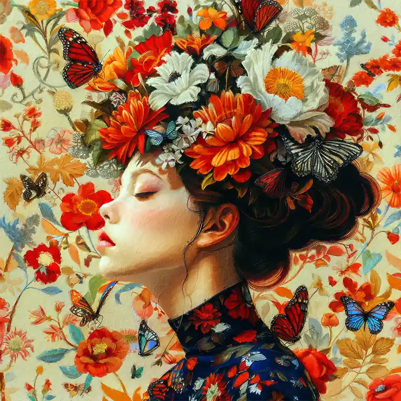 Nieuw Vrouw in vintage bloemen