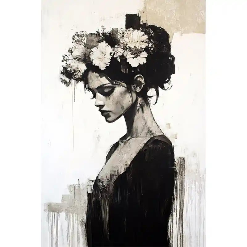 Nieuw Vrouw met sepia bloemen