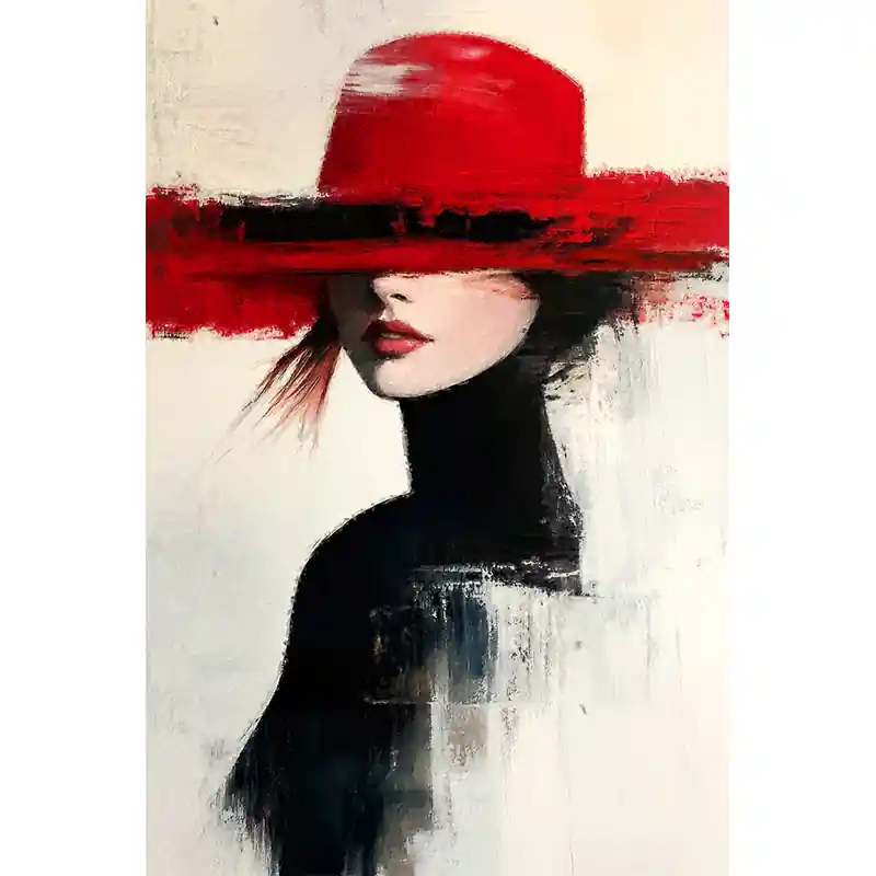 Gecertificeerd Abstract Vrouw met rode hoed