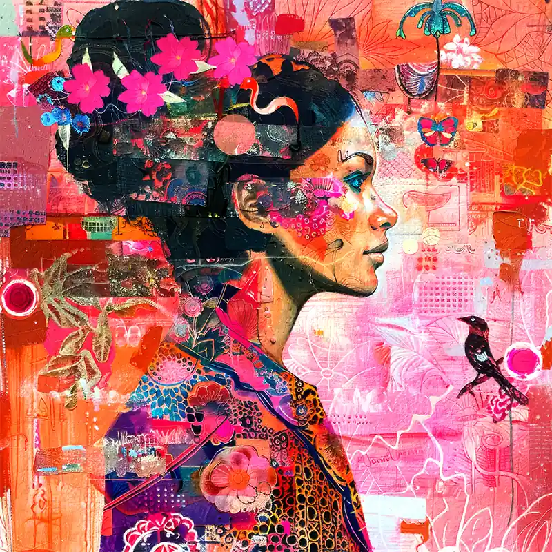 Vrouw mixed art Gereduceerde Prijs