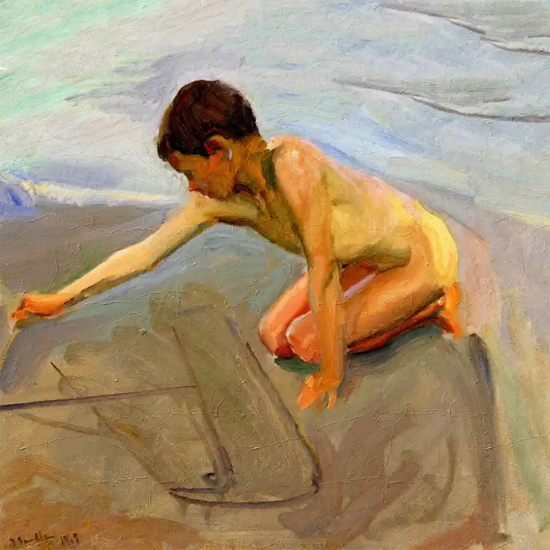 Betaalbaar In the sand - Joaquin Sorolla