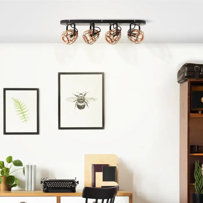 Brilliant Nikka Plafondlamp Zwart, 4-lichts Seizoensaanbieding